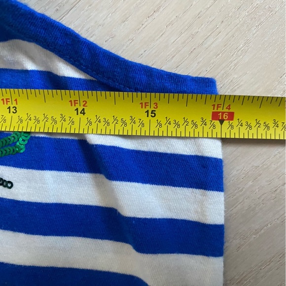 J crew Blue Striped Tank Top Sequin beaded Palm Leaf detail XS Scoop Linen White - Picture 10 of 10